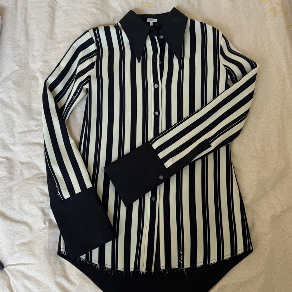 Loewe Black and White Striped Blouse